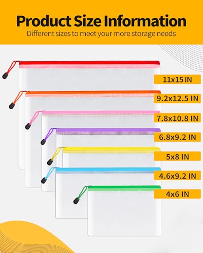 Image of SUNEE Multisize Plastic Zipper Pouches (7 Colors, 35 Packs), Water-Resistant Zip Bag for School Office Supplies, Puzzles & Games Organizing Storage