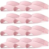Ultrafun Unisex Sports Sun Visor Adjustable UV Protection Sun Hat Cap for Beach Pool Golf Tennis (12Pack-Pink)