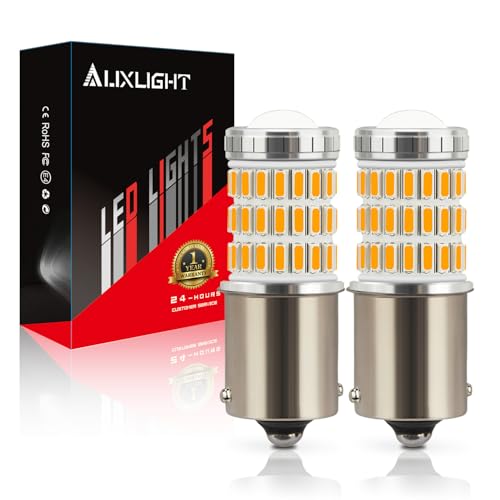 AUXLIGHT 1156 7506 LED Bulb Amber, 1141 1003 BA15S LED Turn Signal Lights Bulbs with Projector, Ultra Bright for Blinker Marker DRL Parking Lights (Pack of 2)