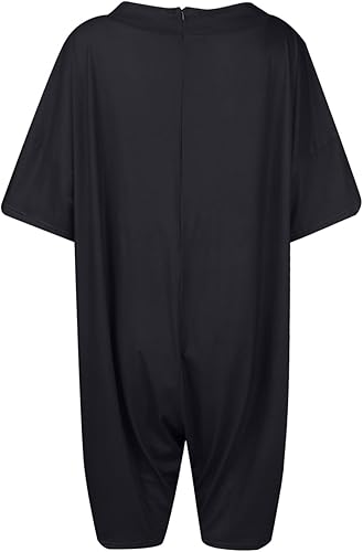 Miniatura 3 de Overol corto para mujer, talla grande, cuello en V, manga corta, bolsillo, rodilla, casual, trajes