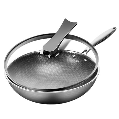 Wok de acero inoxidable con tapa de vidrio 12.6 pulg miniatura 1