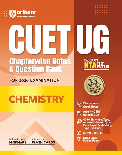 Image of Arihant CUET UG 2026 PCM + General Aptitude Combo | Physics, Chemistry, Mathematics & Section III | Chapterwise Notes & Question Bank | Based on NTA ... & Flash Cards | Free Online Digital Support