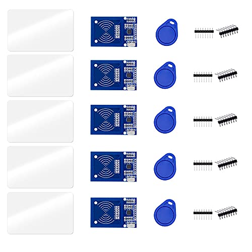 ZkeeShop 5 Pcs RFID Kit with Reader Sensor Module, Chip and Card Compatibe for Arduino and Raspberry Pi