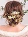 Produktbild Handmadejewelrylady, Braut-Haarschmuck / Haarkamm / Haaraccessoire, Blätterdesign, goldfarben, Strass