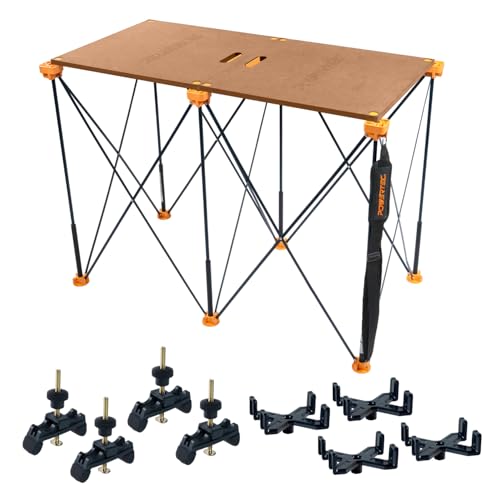 POWERTEC 72290 Arachni-Flex Portable Workbench - 24" x 48" Foldable Tabletop w/Quick-Insert Locks & 2x4ft Collapsible Workstand 2500 lbs Capacity 36 Inch Work Height, for Woodworking and DIY Projects by POWERTEC - Used condition - US$100.31