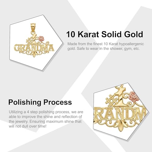 Image of Gold Grandma Charm Pendant - 10 Karat Gold - Grandma Jewerly - Gift for Grandma