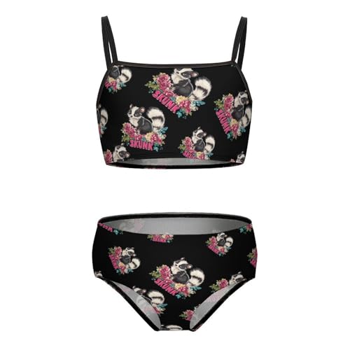 Skunk Skunks Roses Girls Swimsuits Two Piece Bikini Sets Beach Sport Swimwear Bathing Suit