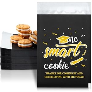 MotiMind 200 Pcs Graduation Candy Cookie Gift Bags Graduation Cookie Bags Self Adhesive Graduation Party Favors Congrats Grad Buffet Treat Bags for Graduation Party Decoration(Black)