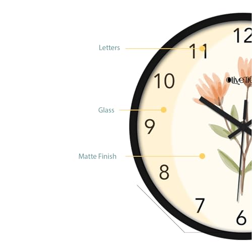 Image of Olive Tree Wall Clock 12 inch Decorative Plastic Wall Clock Movement Classic Clock Battery Operated Round Easy to Read for Room /Home /Kitchen /Bedroom /Office /School - 9140