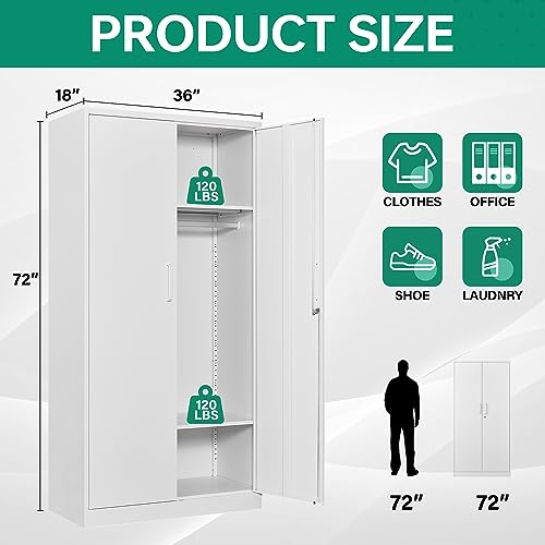 image for Letaya Metal Wardrobe Cabinets with Lock,Clothing Locker 72