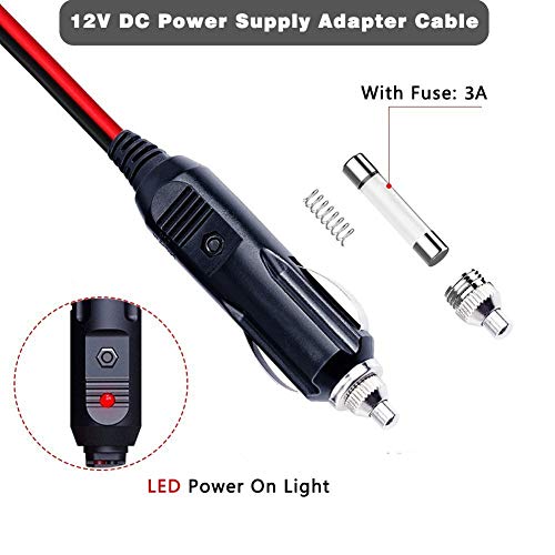 12V-24V DC Car Charger Auto Power Supply Cable - DC 5.5mm x 2.1mm to Car Cigarette Lighter Male Plug Car Cigarette Lighter Cable - Thumbnail 2