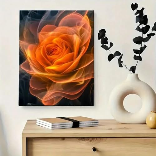 Tableau abstrait rose orange pour illuminer la déco du salon
