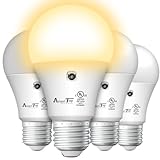 AmeriTop Dusk to Dawn Light Bulb- 4 Pack, A19 LED Sensor Light Bulbs; UL Listed, Automatic On/Off, 800 Lumen, 10W(60 Watt Equivalent), E26 Base, Indoor/Outdoor Lighting Bulb (3000K Warm White)