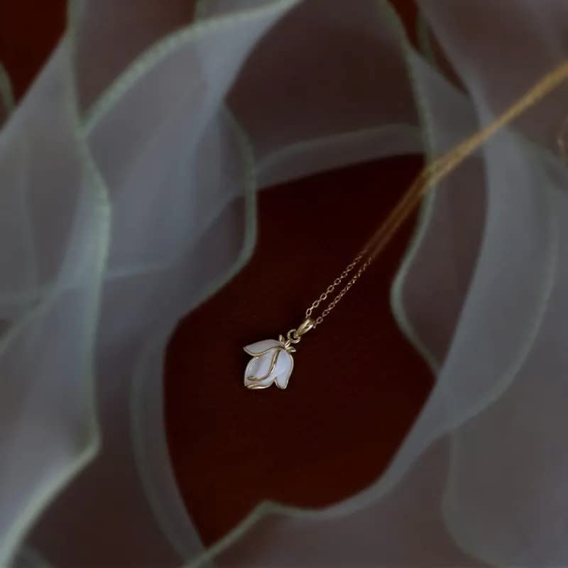 Collier rose émail cadeau anniversaire femme pendentif plaqué 925 - 3