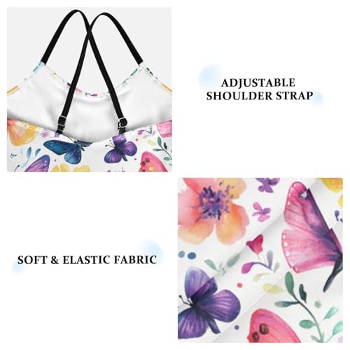 Colorful Butterflies Girls Swimsuits Quick Dry Crossback One Piece Beach Swimwear Bathing Suit4