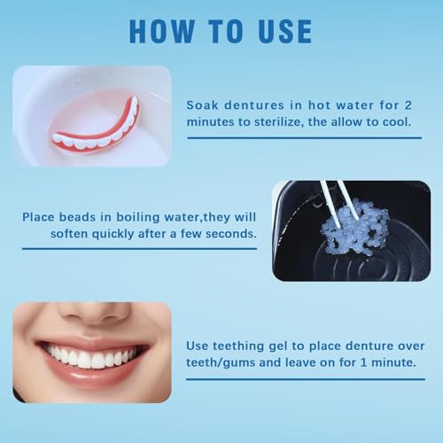 Moldable False Teeth - Silicone Dentures - Men and Veneers Teeth for Women - Upper and Lower Matching Set - Fix Your Smile at Within Minutes - Blue - 1PCS-ACA - Thumbnail 7