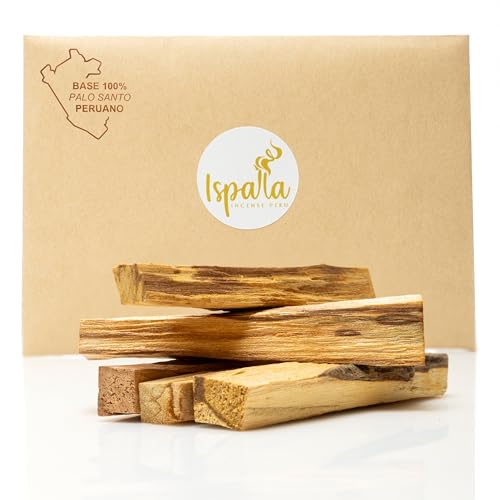 ISPALLA® Original PALO Santo Räucherholz 5 Stück - Nachhaltig & Handgefertigt in Peru, Duftholz für energetische Reinigung, Schutz und Harmonie / 100% natürlich und vegan