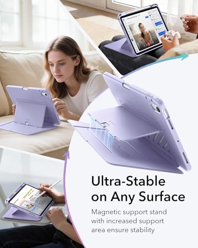 Image of ESR for iPad Air 11 Inch Case M4 /M3 /M2 (2026 /2025 /2024), iPad Air 5th /4th Gen (2022 /2020), Vertical Stand Cover, Multi Stand Angles, Ultra-Stable Case with Pencil Holder, Flip Series, Purple