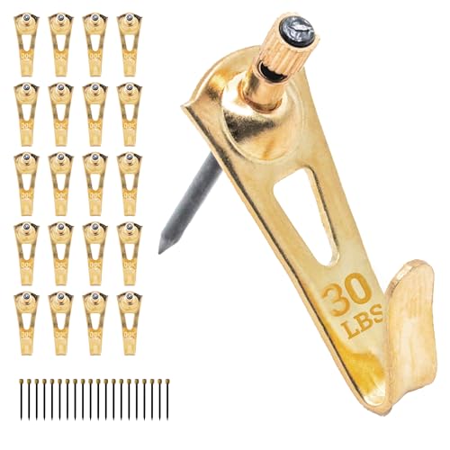 PHS - Professional Plaster Wall Picture Hangers 30 lbs - 25 Pack - Heavy Duty Picture Hooks for Drywall - Frame Hanging Hardware - Art Hooks for Wall - Secure Picture Hanging Kit