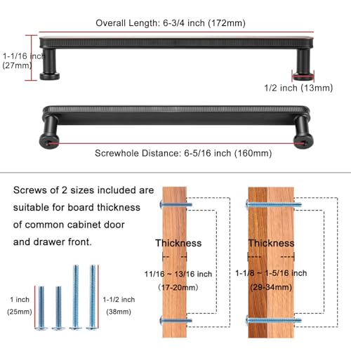 KOOFIZO 10 Pack 6-1/4 Inch Oil Rubbed Bronze Kitchen Cabinet Handles Rubbed Bronze Cabinet Pulls Bronze Cabinet Hardware P35 for Cabinets Drawer Dresser Cupboard Bedroom Bathroom by KOOFIZO - Image 2