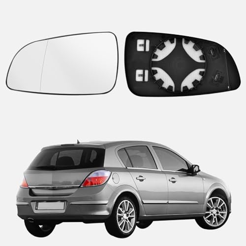 URAQT Wing Mirror Glass Replacement for Opel Vauxhall, Exterior Mirrors Convex Clear Heated Aspherical with Carrier Plate Door Mirrors Glass Exterior Mirror OEM:O-PEL (13141985 6428786)
