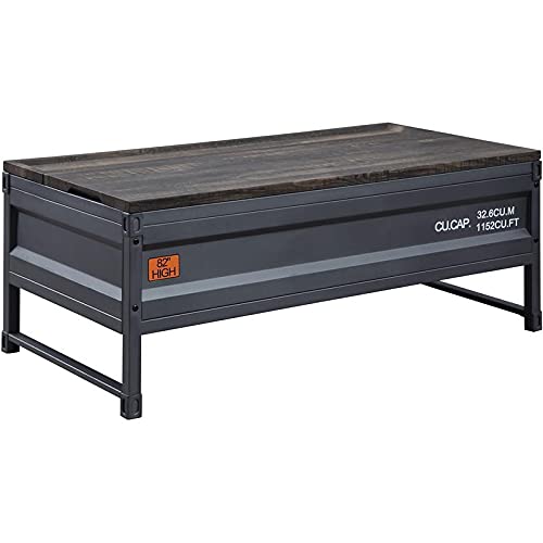 Acme Furniture Cargo Coffee Table, Weathered Oak & Gunmetal Finish #TOP20