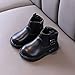 Fashion Autumn and Winter Girls Boots Round Toe Flat Sole Thick Bottom Non Slip Buckle Warm Solid Toddler Baby Boots (Black, 15-18 Months)
