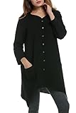Meaneor Women's Linen Loose Fit Button Down Soild Color Cotton Tunic Blouses Cardigan