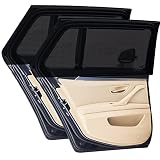 Pare Soleil Voiture Bébé, 2 Pcs Chaussette Voiture Soleil Protection Soleil Voiture Arrière avec 4 Bandes Agrippantes pour Enfants Animaux Bloquer Les UV Rayons et Les Insectes (Noir)(113 x 50cm)