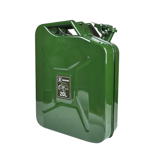 RocwooD Jerry Fuel Can 20 Litre Army Green Metal Gas Diesel Gasoline Petrol Oil Durable Travel 3 Welded Handles Portable Container For Cars Trucks Motorcycles