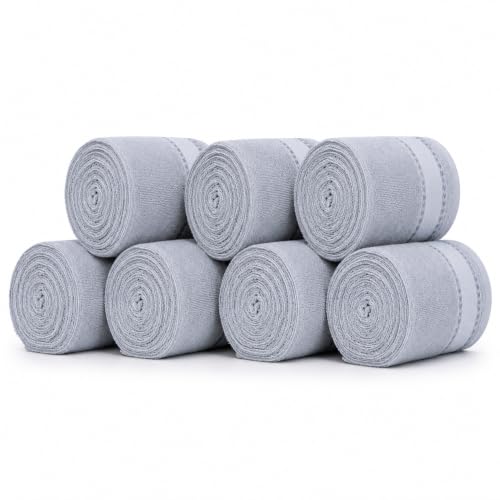 Image of TowelWala Hand Towel 550 GSM Soft Absorbent Quick Dry (Grey, Pack of 7) | Premium 550 GSM cotton with woven border-quick drying and perfect for bathroom, kitchen, gym, and travel.