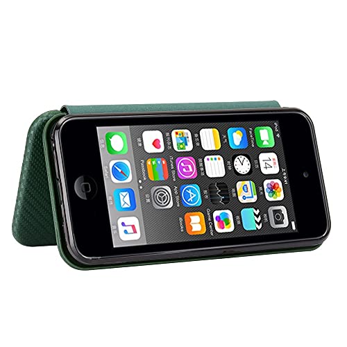 Étui iPod Touch 5 6 7 de luxe aspect carbone et silicone hybride vert - 4