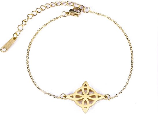 Dreamtimes Trendy Witch Knot Charm Bracelet Celtics Bracelet Geometric Women Female Stainless Steel Witchcraft Chain Bracelet Wiccan Jewelry for Women Vintage Om Yoga Bracelet