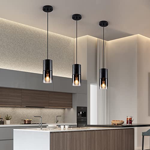 DANBEE 1-Light Modern Pendant Light Fixtures,Pendant Lighting for Kitchen Island,Black Hanging Pendant Lights with Adjustable Cord,Farmhouse Pendant Lights for Kitchen Island,Dining Room,Bathroom - Image 3