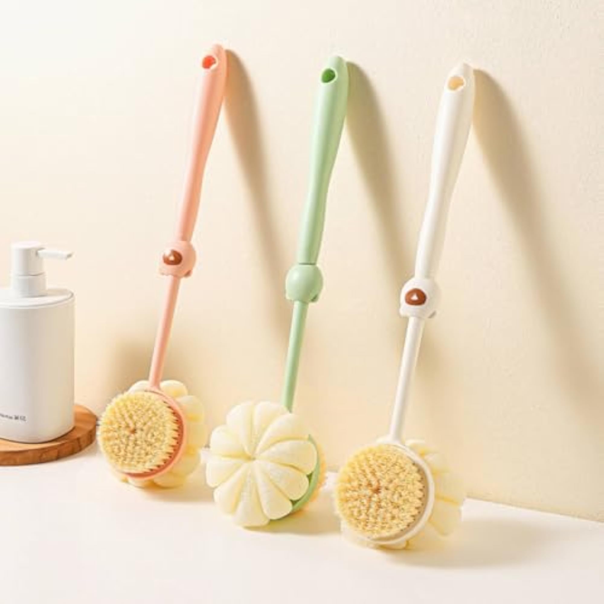 Soft Bristles 2-in-1 Shower Brush, Pink