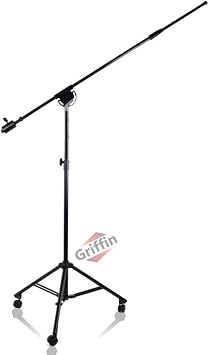GRIFFIN 11FT Tall Rolling Mic Boom Stand Extended XHeight Edition with Telescopic Arm & Tripod Base Studio Microphone Wheeled Stand for Overhead Drums, Choir, Vocal Recording