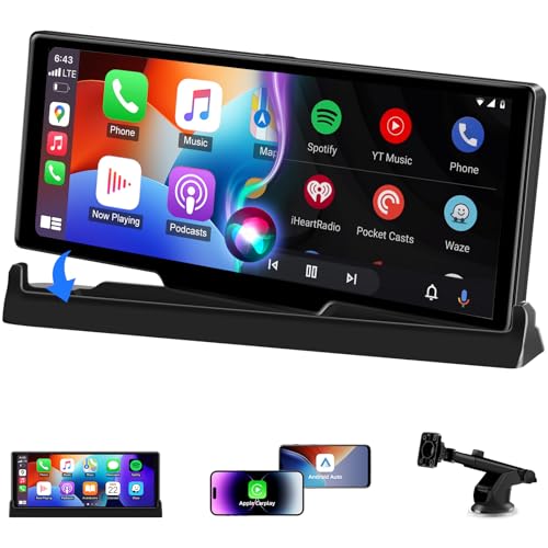 Jansite Carplay Voiture Autoradio avec Support Personnalisé, Écran Android Auto 10,26 Pouces avec GPS Navigation Bluetooth Electronique