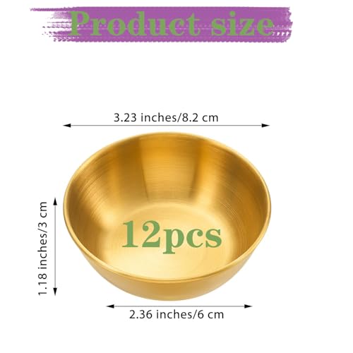 Set de 12 tazones faciales dorados de acero inoxidable miniatura 2