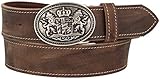 Trachtenkönig Trachtengürtel Herren Damen Löwe Bayern zur Lederhose Echtleder Kürzbar Dunkel Braun TK09_01_S_110