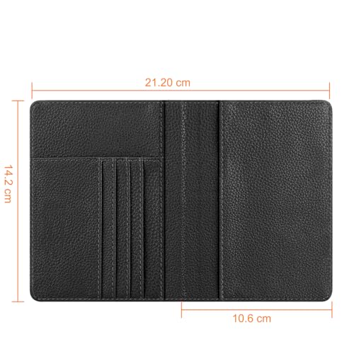 FINTIE Reisepass Impfpass Schutzhülle - Premium Kunstleder Reisepasshülle Travel Organizer mit RFID-Blockier für Kreditkarten, Ausweis, Reisedokumente Damen Herren, Schwarz