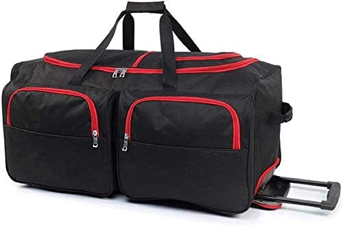 Extra Large Wheeled Holdall Suitcase Sports or Travel Bag Trolley Luggage (34", Black/Red)
