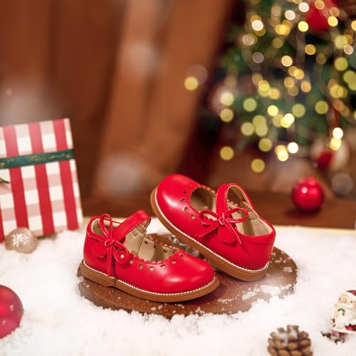 Image of GINFIVE Toddler Girls Dress Shoes Little Kids Flats School Mary Janes Shoes
