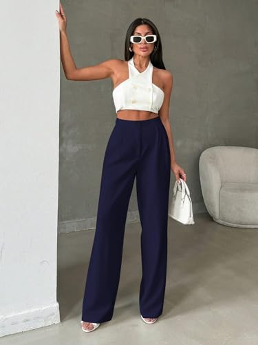 Image of Toochki Trousers for Woman Pants Women's Formal Office Korean | Black Track Pant | Straight | Cotton Spandex Stretchable Trouser | High-Waisted Bottom Wear
