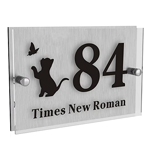 House Numbers Plaques Acrylic Door Number Plaques for Wall Personalised Door Signs Modern Glass Effect Rectangle Road Name House Number Plaques(Design 3)