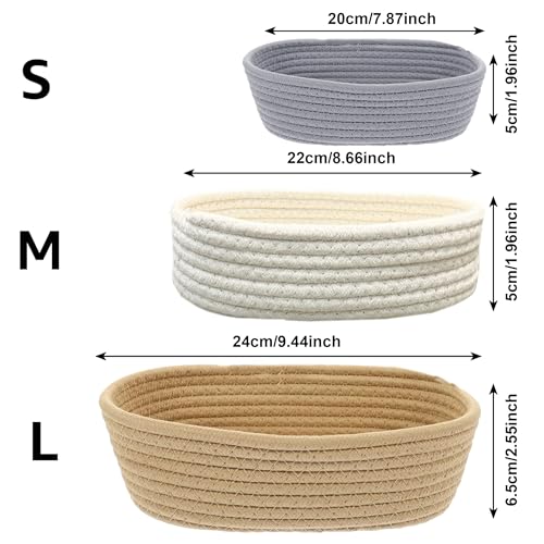 Image of LUXE HOME INTERNATIONAL 3-Piece Cotton Storage Basket Set - Multicolor, Eco-Friendly & Durable, Multipurpose Baskets for Laundry, Toys, Clothes, Home Organization and Decor