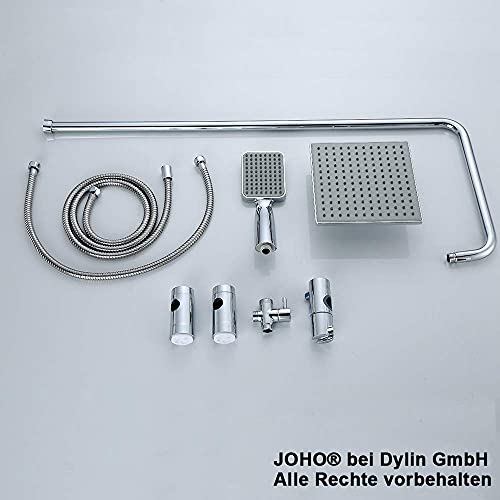 JOHO Edelstahl Duschsystem ohne Duscharmatur Chrom Duschset Überkopfbrauseset mit ABS Kopfbrause 20x20cm - Image 7