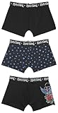 Rock Rebel by EMP Herren Dreierpack Boxershorts mit Oldschool Motiven dunkelgrau S