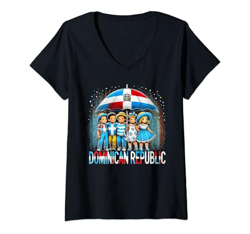 Mujer Dominican Republic Flag Boys Girls Hispanic Heritage Month Camiseta Cuello V