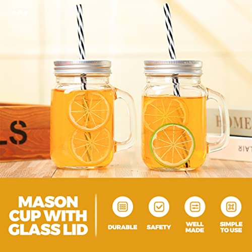 PATKAW 4 Sets Glazen Metselaarpotten Mokken Met Handgrepen en Rietjes Met Mason Jar Drinkglazen Tuimelaars Voor Ijskoffieparelsappen Cocktail 480 Ml - Image 4