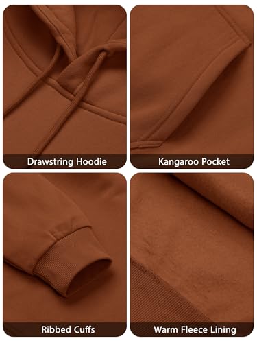 PLEPAN Men's Essentials Hoodie Pullover Cotton Casual Long Sleeve Sweatshirts Midweight Fleece Hoodies Sweatshirts, Brick, XXL